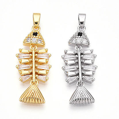 Латунные микро проложить кубического циркония подвески, без кадмия и без свинца, рыбы прелести