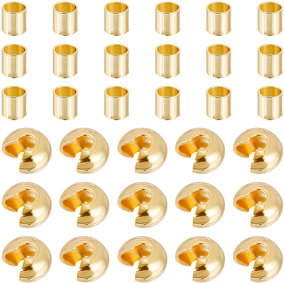 400шт 2 стили латунные обжимные бусины чехлы, латунные обжимные бусины в трубке, долговечный