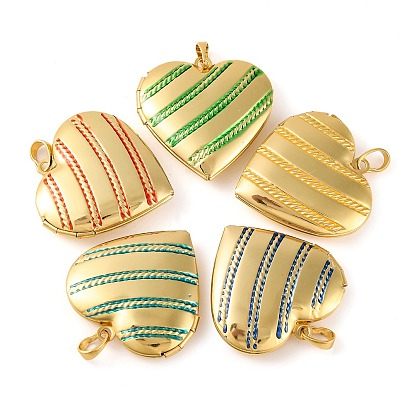 Кулон-медальон из латуни с покрытием стойки, с эмалью, долговечный, сердце, реальный 18 k позолоченный