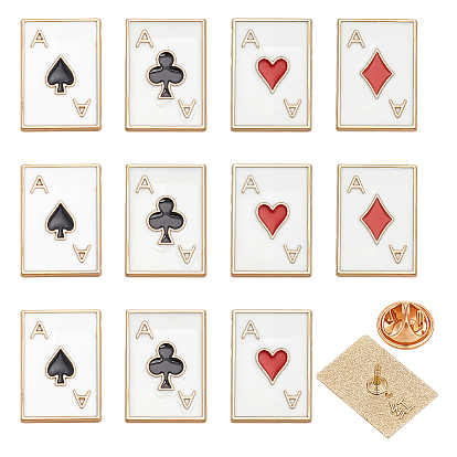 12шт. 4 стили игральных карт туз эмалированные значки, булавки для лацканов из сплава для одежды рюкзака