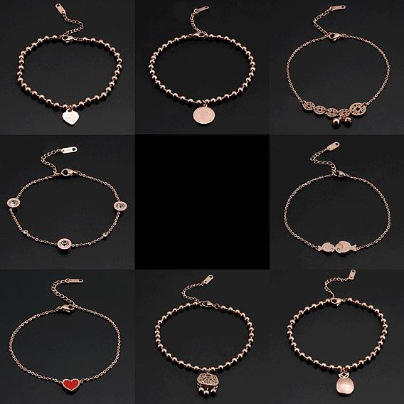 Браслеты из нержавеющей стали с подвесками, украшения для женщин, золотые