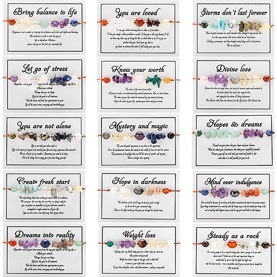 Натуральный смешанный драгоценный камень плетеные браслеты из бисера, регулируемый браслет круглой формы и фишек