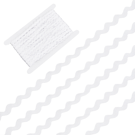 25M Polyester Wavy Fringe Trim Ribbon, Wave Bending Lace Trim, for Clothes Sewing and Art Craft Decoration
