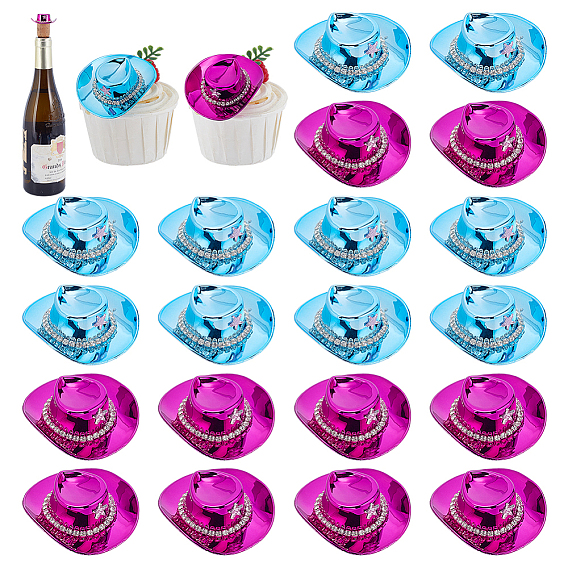 20шт. 2 цвета пластик, железо и акрил шляпка-фасинатор для куклы, ковбойской шляпе