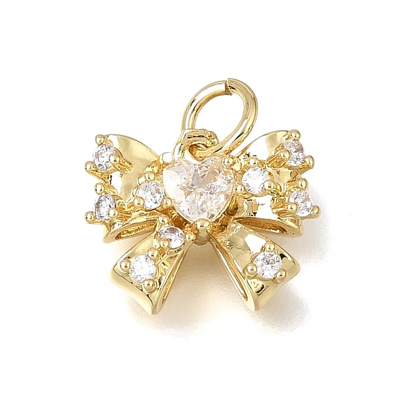 Латунные микропаве прозрачные кубические циркониевые подвески, бантом прелести, стойки покрытие, долговечный, без кадмия и без свинца