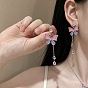 Pendientes de aleación de diamantes de imitación para mujer, mariposa, pendientes colgantes de esmalte, Platino