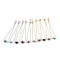 Adjustable Long-Lasting Plated Brass Box Chain Slider Bracelets, with Natural Mixed Stone Link, Faceted, Rhombus