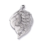 304 Stainless Steel Pendants,  Leaf with Peanut