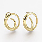 Brass Stud Earrings, with Ear Nuts, Long-Lasting Plated, Ring