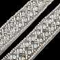 Polyester Flower Lace Trims, with ABS Imitation Pearl Beads and Glass