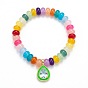 Радужные браслеты из смоляных ронделей с бусинами, эластичные, геометрические подвески с инкрустацией из кубического циркония и эмалью из латуни, каплевидный квадратный овал, золотые