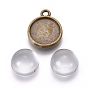 DIY Pendant Making, Alloy  Pendant Cabochon Settings and Flat Round Glass Cabochons, Clear