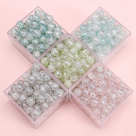 20прозрачные стеклянные бусины с кракле, круглые