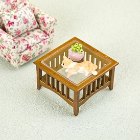 Ornements de table à thé en bois, accessoires pour maisons de poupées micro-paysage, faire semblant de décorations d'accessoires