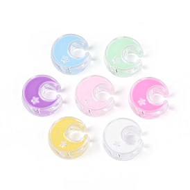 Прозрачные акриловые бусины, Луна и звезды, с эмалью