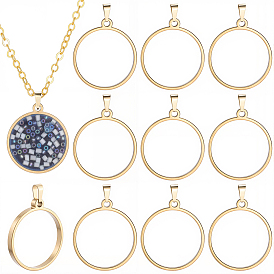 20pcs 304 pendentifs à lunette arrière ouverte en acier inoxydable, avec 201 accessoires en acier inoxydable