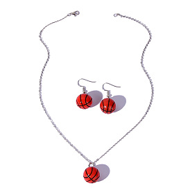 Basketball Pendant Earrings Necklace Set - Unique, Stylish, Fashionable Jewelry for Women.