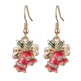 Christmas Theme Alloy Rhinestone Dangle Earrings, Enamel Style, 304 Stainless Steel Earrings for Women