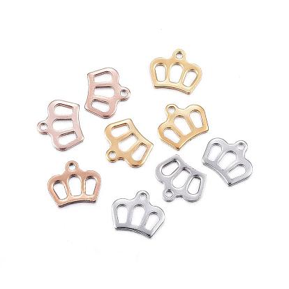 Ion Plating(IP) 304 Stainless Steel Pendants, Crown Charms