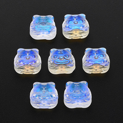 Electroplate Transparent Glass Beads, AB Color Half Plated, Chinese Zodiac Signs Tiger