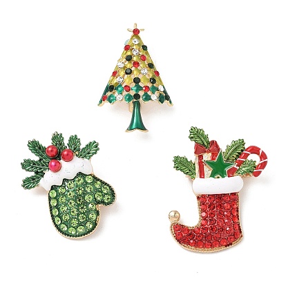 Рождественская брошь из сплава со стразами для рюкзака