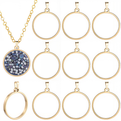 20pcs 304 pendentifs à lunette arrière ouverte en acier inoxydable, avec 201 accessoires en acier inoxydable