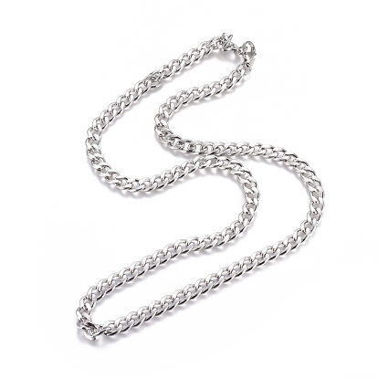 304 Stainless Steel Curb Chain Jewelry Sets, Bracelets & Necklaces, with Lobster Claw Clasps
