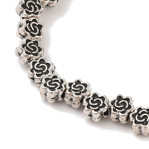 Estilo tibetano hebras de perlas de aleación de flores, sin plomo y el cadmio, 4.5x3 mm, agujero: 1 mm, sobre 45 unidades / cadena, 8 pulgada