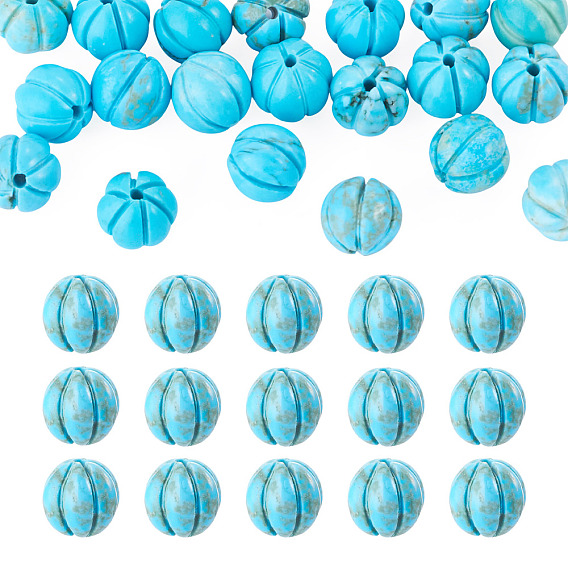 20Pcs Natural Turquoise Beads, Pumpkin, Dyed