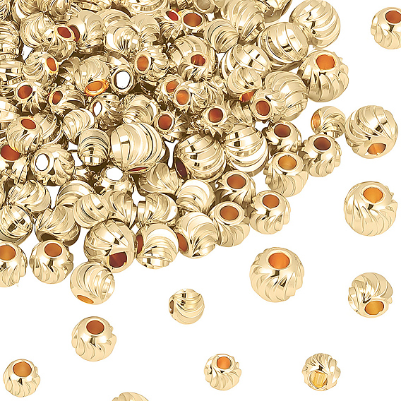 150 шт. 3 стили латунные бусины-проставки, долговечный, гофрированный круглый