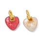Подвески из эмали и сплава, сердце прелести, золотые, с блеском порошок