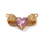 Латунные микро проложить кубического циркония подвески, сердце, долговечный, без кадмия и без свинца, стойки покрытие