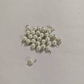 30Stück umweltfreundliche, runde Anhänger aus gefärbten Glasperlen, mit Messing-Kugelösen, Muschelfarbe