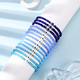 13шт. наборы эластичных браслетов из смолы и стеклянных бусин от сглаза, наборные браслеты для женщин