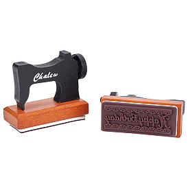Vintage Sewing Machine Design Wooden Rubber Stamps, for Scrapbooking, Word Happy Birthday Pattern
