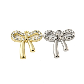 Alloy Pendants, with Crystal Rhinestone, Bowknot