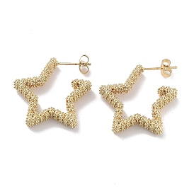 Star Brass Stud Earrings for Women, Half Hoop Earrings, Long-Lasting Plated