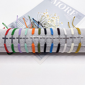 Сплав браслеты с поперечными связями для мужчин и женщин, с нейлоновым плетеным шнуром, платина