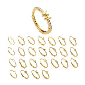 Регулируемые латунные кольца с микропаве из прозрачных кубических цирконий для женщин, буквы