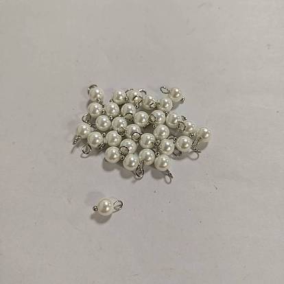 30Stück umweltfreundliche, runde Anhänger aus gefärbten Glasperlen, mit Messing-Kugelösen, Muschelfarbe