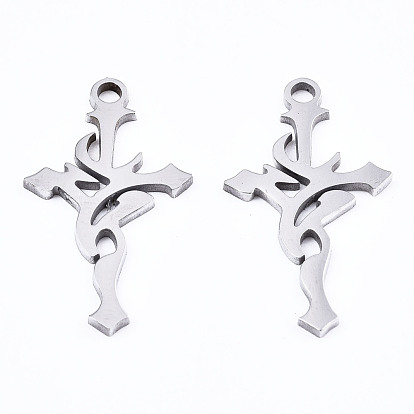 201 Stainless Steel Pendants, Laser Cut, Cross
