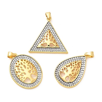 Латунные микро проложить кубического циркония подвески, древо жизни, стойки покрытие, долговечный, без свинца и без кадмия, реальный 18 k позолоченный