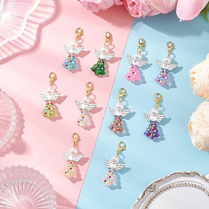 Подвесные стеклянные украшения в виде ангела на рождественскую елку, Застежки-когти из сплава омара, подвески для украшений сумок