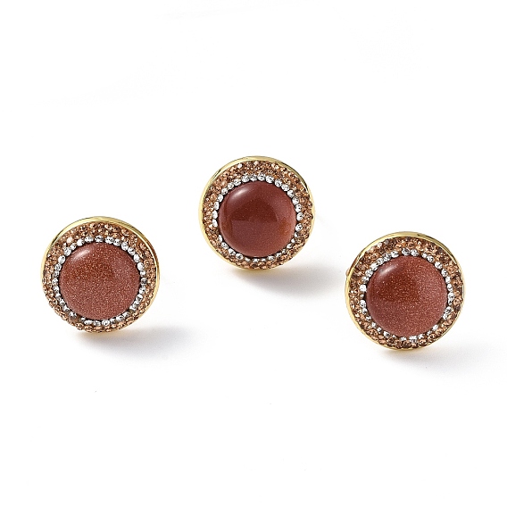 Полукруглое регулируемое кольцо из синтетического золота со стразами, стеллаж для латунных украшений для женщин, золотые