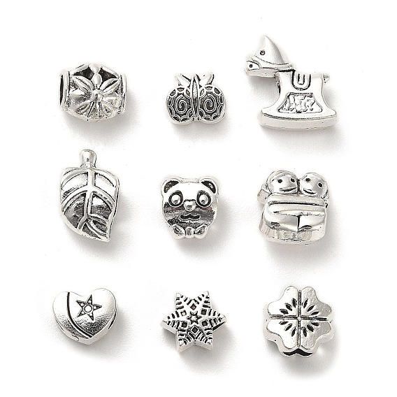 Европейские сплавочные бусины тибетского стиля , без свинца и без кадмия, античное серебро, бусины с большим отверстием