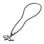 Synthetic Non-magnetic Hematite Elephant Pendant Necklace with Beaded Chains