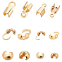 240Pcs 6 Style Brass Folding Crimp Ends, with Crimp Beads Covers and Brass Bead Tips