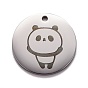 Edelstahlanhänger, flach rund mit Panda