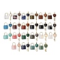 Natural & Synthetic Gemstone Beaded Pendants, Lock and Key Charms, with Golden Brass Findings