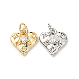 Латунные микро проложить кубического циркония подвески, сердце прелести, без кадмия и без свинца, стойки покрытие, долговечный, с целью перехода в кольце